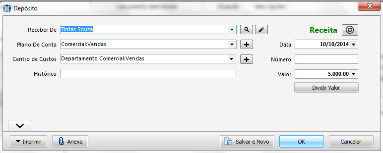 7. Clique em OK para concluir seu Lançamento de Receita. 8.2.