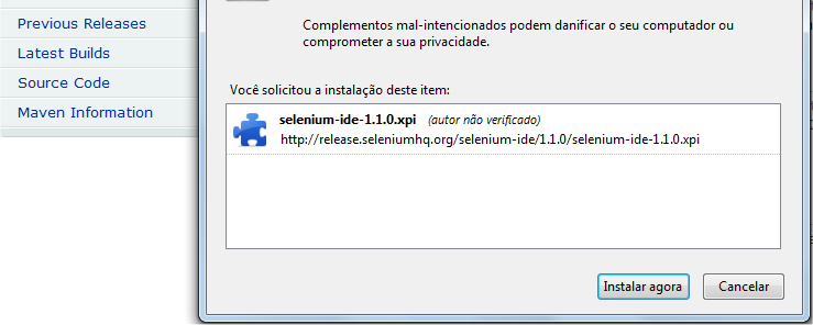 Selenium IDE Instalando Selenium IDE Plugin para
