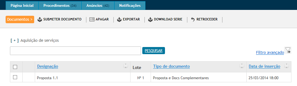 11.3.7 Submissão de Documentos ao Lote Deste modo, na área de