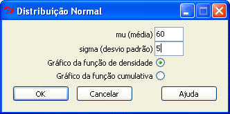 4º: Escolhendo probabilidades da normal irá abrir esta janela.