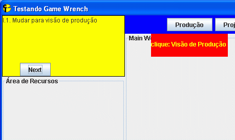 106 A versão preliminar implementando o Game Wrench utilizando Java Swing e enjine v3.0 foi utilizada para realizar testes sobre o caso exemplo descrito na Seção 6.2.3. A Figura 7-1 apresenta a diagramação visual do sistema.