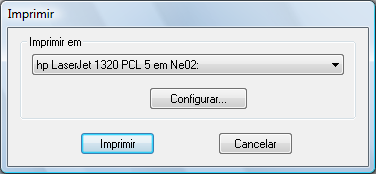 Imprimir em Configurar Permite seleccionar a impressora a utilizar, das instaladas no Painel de Controlo do Windows.