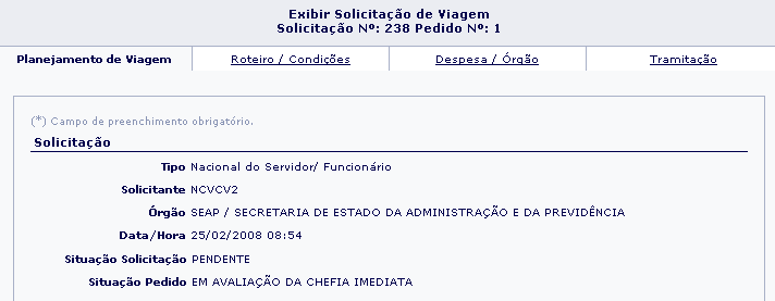 9 Clique no botão Detalhes para visualizar o andamento do processo.