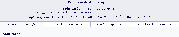 29 Clique no botão Executar, é apresentada a tela: Aba Previsão de despesa, já vem preenchido conforme a solicitação, porém o administrativo poderá alterar as despesas.