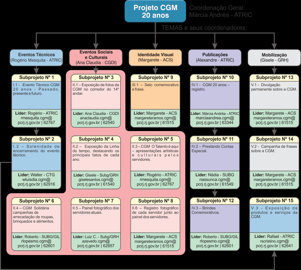 Sendo assim, o portfólio do Projeto CGM 20 ANOS, ficou definido conforme abaixo, consistindo