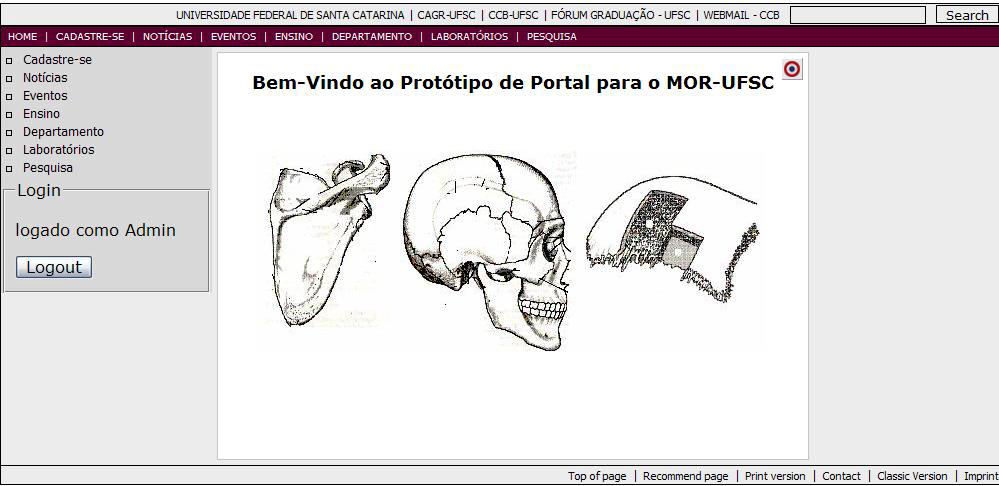 Por último, apresenta-se a página da disciplina de Anatomia Aplicada a Psicologia (MOR5207), a qual foi construída como um possível modelo de páginas das disciplinas, em um futuro desenvolvimento de