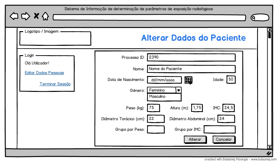 5 Metodologia Alterar Dados do Paciente Deve permitir ao utilizador proceder as alterações necessárias referentes aos dados do paciente (figura 24).