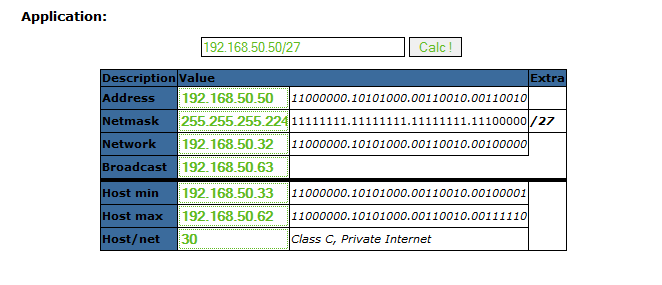 b. Na tela da calculadora de sub-rede IP, insira um endereço IP e uma máscara de sub-rede ou um endereço IP e uma notação de prefixo CIDR.