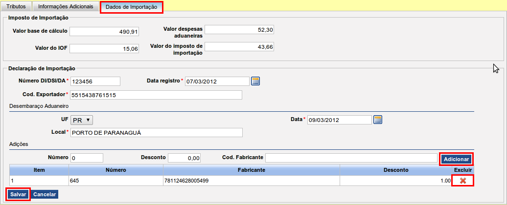 importante lembrar que esses dados serão trazidos de forma automática caso já esteja cadastrado no produto (Categoria Tributária de Produtos).