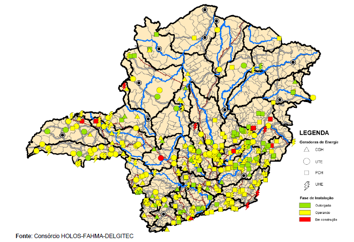 Capítulo 1 O Estado de Minas Gerais Em 2010, a energia hidrelétrica representava 14,6% da demanda de energia do estado. Dessa demanda, 56% são provenientes do setor industrial.