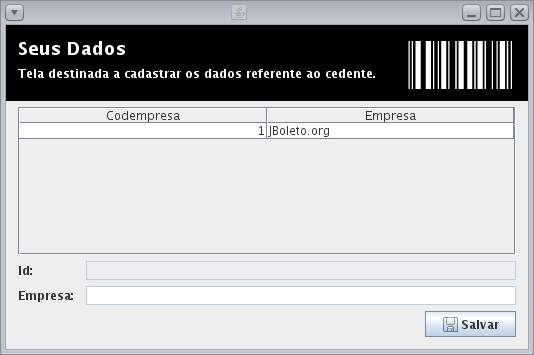 Seus dados Nesta tela, você deverá cadastrar o nome da sua empresa ou seu nome pessoal, este dado é utilizado apenas para ser impresso no boleto referenciando quem é o emissor do boleto bancário.