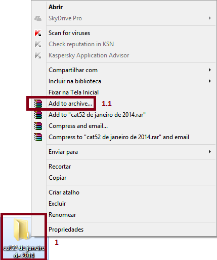 Compactando arquivos para enviar por e-mail (Usando o software de compressão Winrar ) Nota: Se você usa outro software para compressão de arquivos, sem crise, o processo é similar a este.