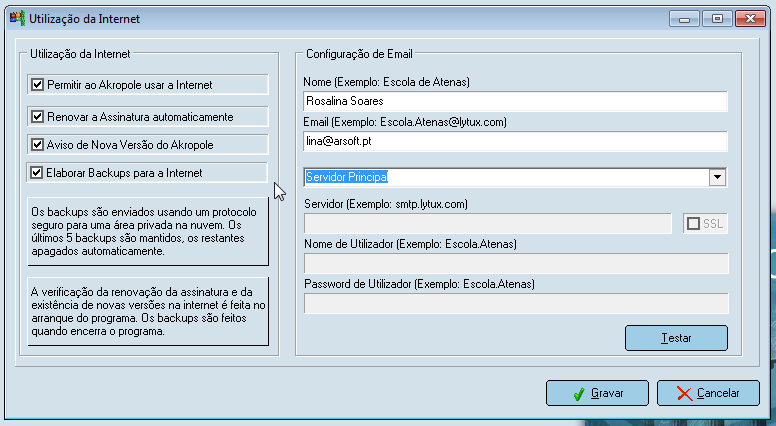 >> Permitir ao Akropole usar a Internet Utilize esta opção para indicar se o Akropole está autorizado a conectar-se à Internet.