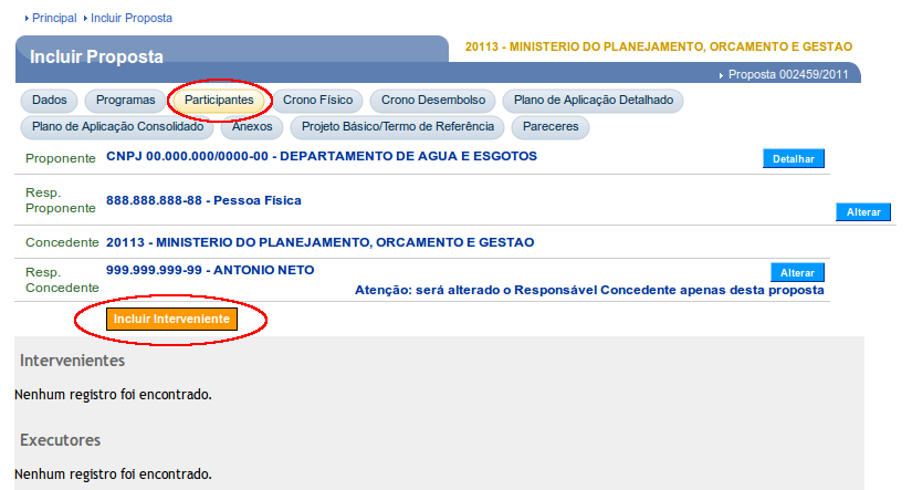 Para incluir um Interveniente, o usuário Convenente deverá clicar no botão Incluir Interveniente, conforme Figura 21.