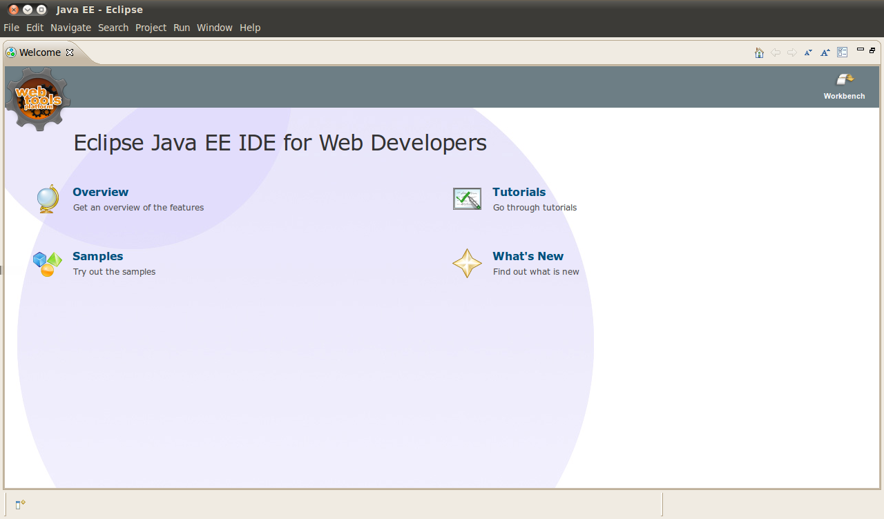 ECLIPSE 56 welcome A primeira tela do Eclipse (welcome) mostra links para alguns exemplos, tutorias, visão geral da ferramenta e novidades. Figura 5.