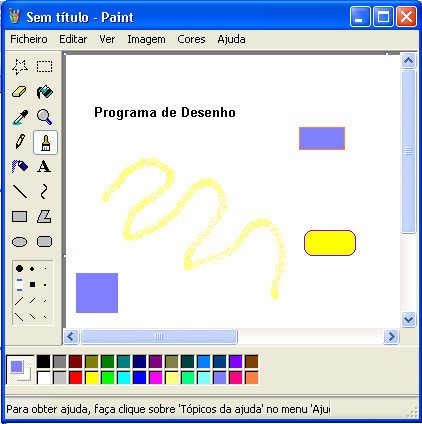 Programa de desenho - Paint Permite criar desenhos simples; Editar imagens