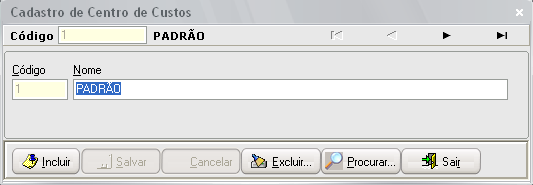 9 Centro de Custos Acesse o menu Cadastro\Centro de Custos para criar um centro de custos.