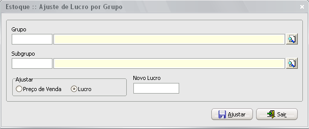 Você deve selecionar o grupo que vai ter o ajuste ou o subgrupo. Se você escolher o grupo e o subgrupo, só os produtos que estão no grupo e subgrupo serão ajustados. 7.