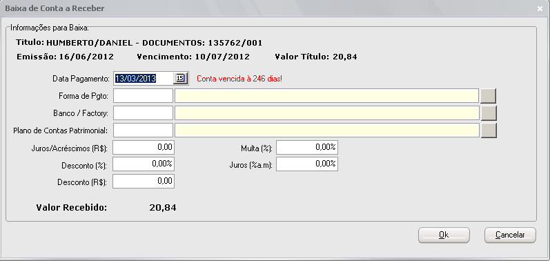 2 Contas a Receber Baixa de Documentos por Banco/Factory Acesse essa tela pelo menu Financeiro\Contas a Receber Baixa de