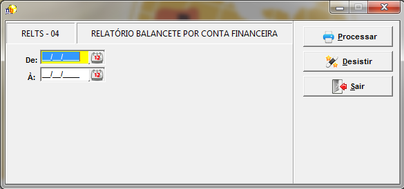 6.1.1.6 BALANCETE POR CONTA FINANCEIRA Gera um relatório de balancete de todas as