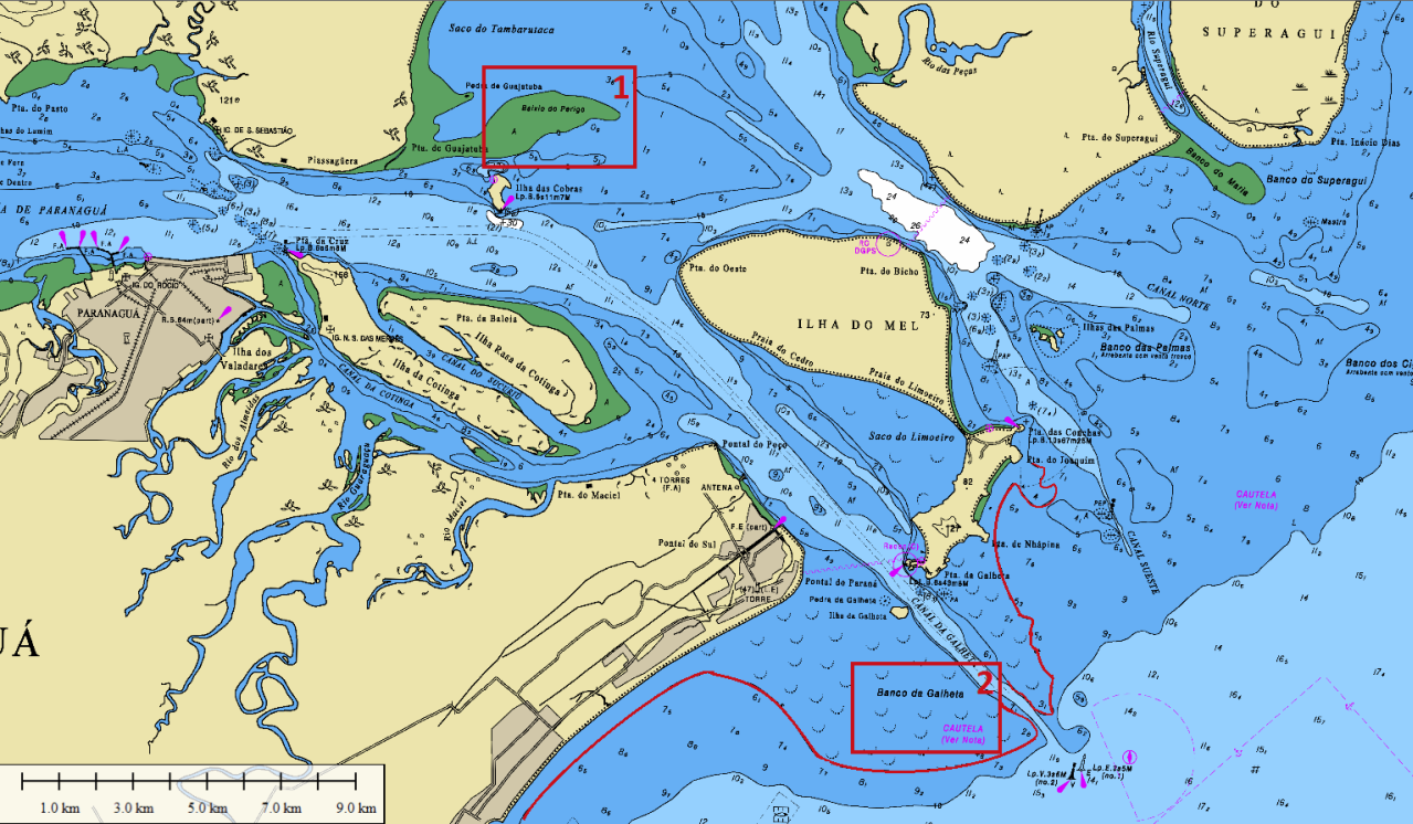 Os deltas de maré vazante, por sua vez, são feições sedimentares encontradas nas desembocaduras dos canais principais que passam imediatamente ao norte e ao sul da Ilha do Mel.