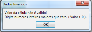 9- Na caixa Alerta de erro temos a possibilidade de alertar o usuário do erro que esta acontecendo.