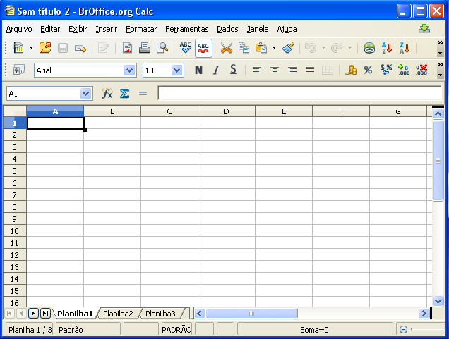 1. Iniciando o BrOffice.org Calc: Podemos iniciar o BrOffice.org Planilha de várias maneiras como descritas a seguir: utilizando o caminho: Iniciar/ Todos os Programas/ BrOffice.org 2.0/ BrOffice.