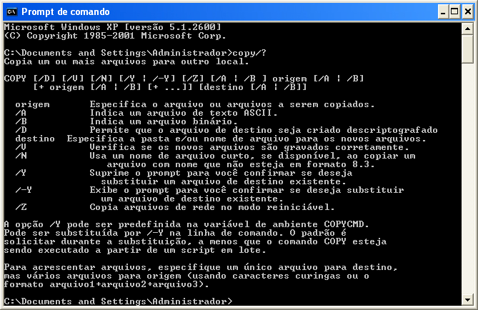 Comando COPY: Copiando arquivos No Windows, para copiar arquivos, isto é, duplicá-los, é necessário executar o comando copiar e depois o comando colar, no lugar desejado, que aparecem no menu que se