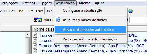 61 A atualização também pode ser feita no próprio programa Macrodados, mas neste caso é preciso comandar a atualização manualmente a cada vez.