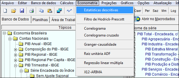 82 Testes de resíduos Testes de estabilidade o o o o Filtro de Hodrick-Prescott Teste de raiz unitária ADF Teste Granger-Causalidade X12-ARIMA 5.