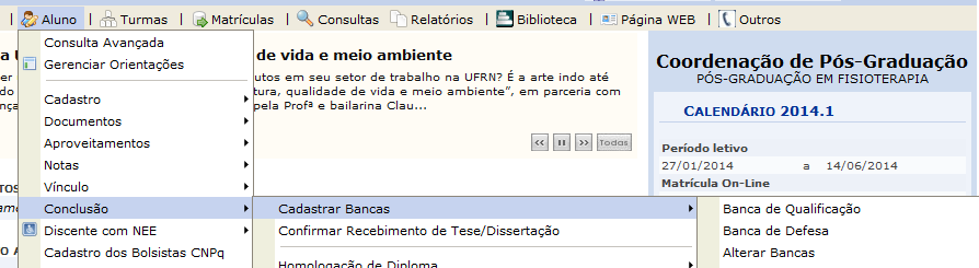 33 CADASTR DE BANCAS DE QUALIFICAÇÃ E DEFESA Uma vez o aluno tendo cumprido os créditos e as exigências do Regimento do Programa, antes de defender a tese/dissertação, o discente deve passar por um