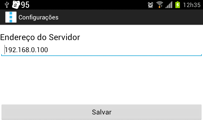 46 Figura 4. 8 Tela de configuração (Autor) Para facilitar na localização do endereço IP do servidor, a tela principal do servidor foi alterada para buscar e exibir seu endereço IP. A figura 4.