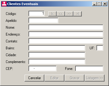 4. Clique no botão Gravar, para salvar as alterações realizadas. 3.4. Clientes Eventuais Nesta opção, você irá cadastrar as informações de todos os clientes eventuais do escritório.