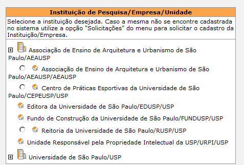 É possível visualizar o Currículo Lattes do Candidato (Beneficiário) e do Orientador/Supervisor (Responsável) por meio do botão, desde que o campo esteja previamente preenchido.