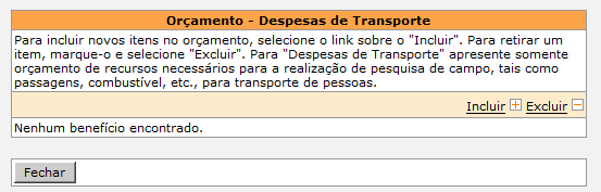 O link Reserva Técnica serve para visualizar as porcentagens utilizadas para o cálculo deste benefício: No link Despesas