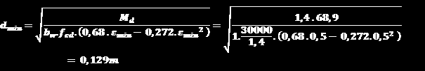 42 A relação x/d (altura da linha neura pela altura útil) deve ser igual a 0,5 no concreto com fck menor que 35 MPa, então se tem bw = 1 m, fck = 30 MPa e M = 146,3kN.