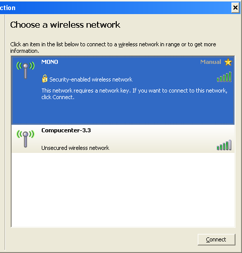 máquinas. A figura 5.2 exibe a tela de conexão de sinal do APlinux com o usuário. Como a chave WEP foi configurada no sistema, um desenho de um cadeado é apresentado como mostra a figura 5.2. Figura 5.