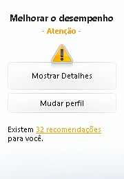 Manual do usuário 12 3. Status & Recomendações Na categoria Status & recomendações é exibido o status atual das três mais importantes área que o TuneUp Utilities oferece.