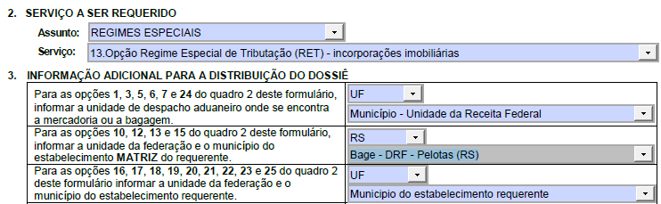 Preenchimento do formulário eletrônico