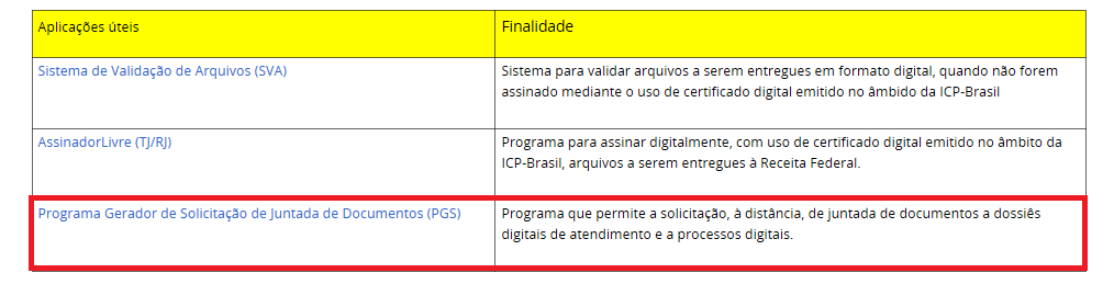 Solicitando a juntada de documentos pela internet (VI) O aplicativo PGS está disponível, também,