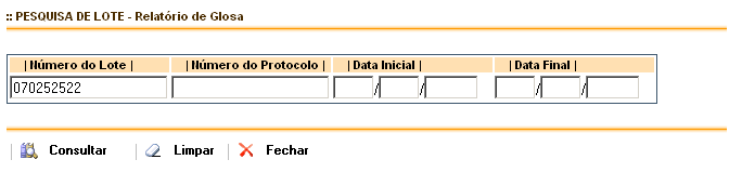 b) Senhas Esse tópico permite o acesso a todas as senhas emitidas para o campo da tela digitado. Para consultar digite os campos desejados delimitando a pesquisa e clique em [Consultar].