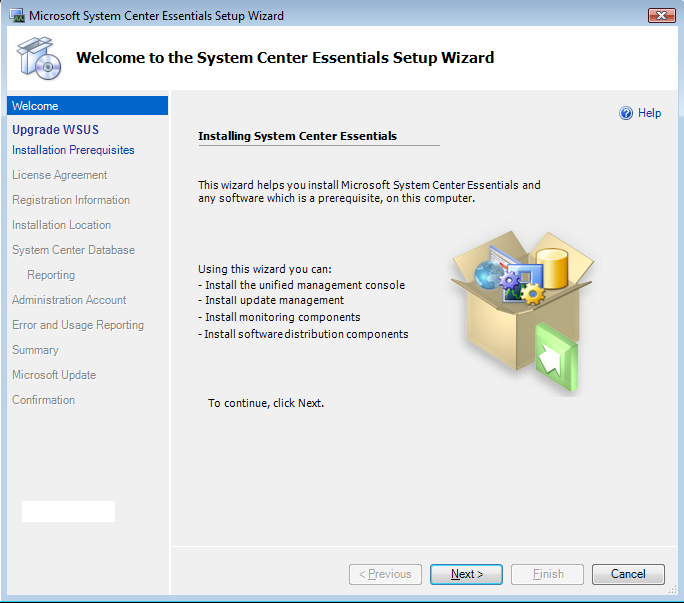 3. Assim que clicarmos em Next, o assitente irá nos fornecer a informação que já há uma instalação de WSUS em seu servidor, e que o processo de instalação do SC Essentials 2007 fará o upgrade da