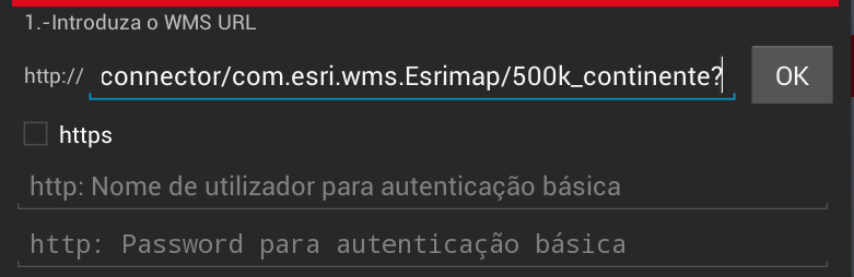 Introduzir o URL (por exemplo o url http://www.igeoe.pt/igeoearcweb/wmsconnector/com.esri.