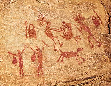 Foto 1 - Representação de caça com idade de 11.000 anos no Rio Grande do Norte. Fonte: www.google.