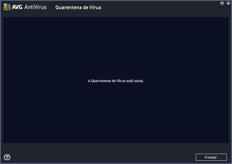 10. Quarentena de Vírus A Quarentena de Vírus é um ambiente seguro para a gestão de objetos suspeitos/infetados detetados durante os testes do AVG.