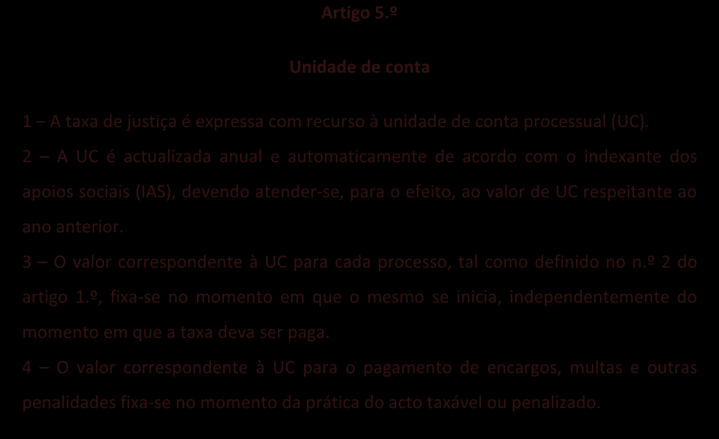 A unidade de conta (UC) 2. A unidade de conta (UC) ARTIGO 5.º DO RCP Outros normativos relevantes: ARTIGO 22.º DO DECRETO-LEI N.º 34/2008 Artigo 5.