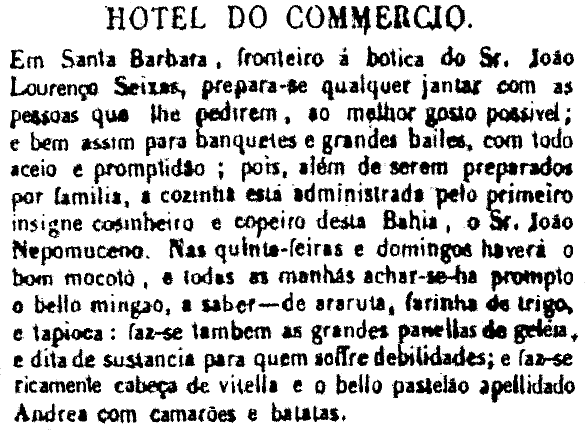 131 costume, noticiavam nos periódicos seus serviços gastronômicos,