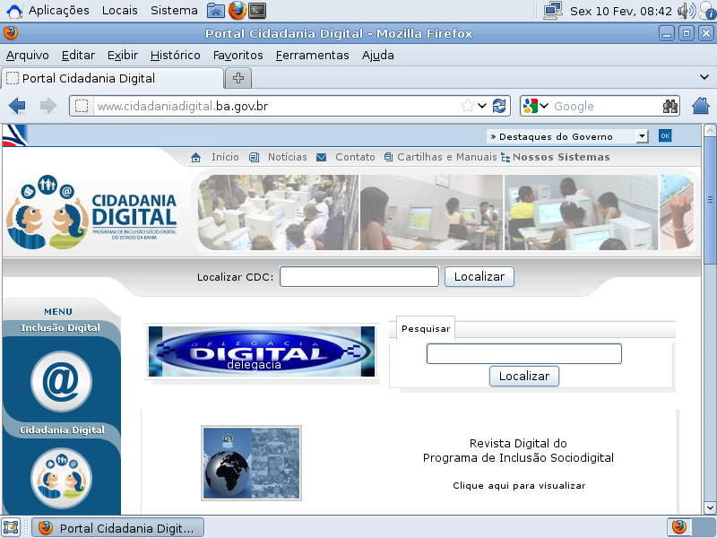 14. Navegando no Site do Programa de Inclusão Sociodigital Para entrar no Site do Programa o endereço é www.cidadaniadigital.ba.gov.