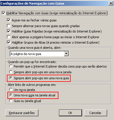 3.1 CONFIGURAÇÃO DE GUIAS NO EXPLORER Caso o Internet Explorer 8.