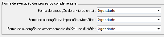 Para agendar as tarefas, deve ser configurado nos Parâmetros do Sistema ou nas Configurações da Empresa, dependendo então da forma que a empresa utiliza suas configurações personalizadas.